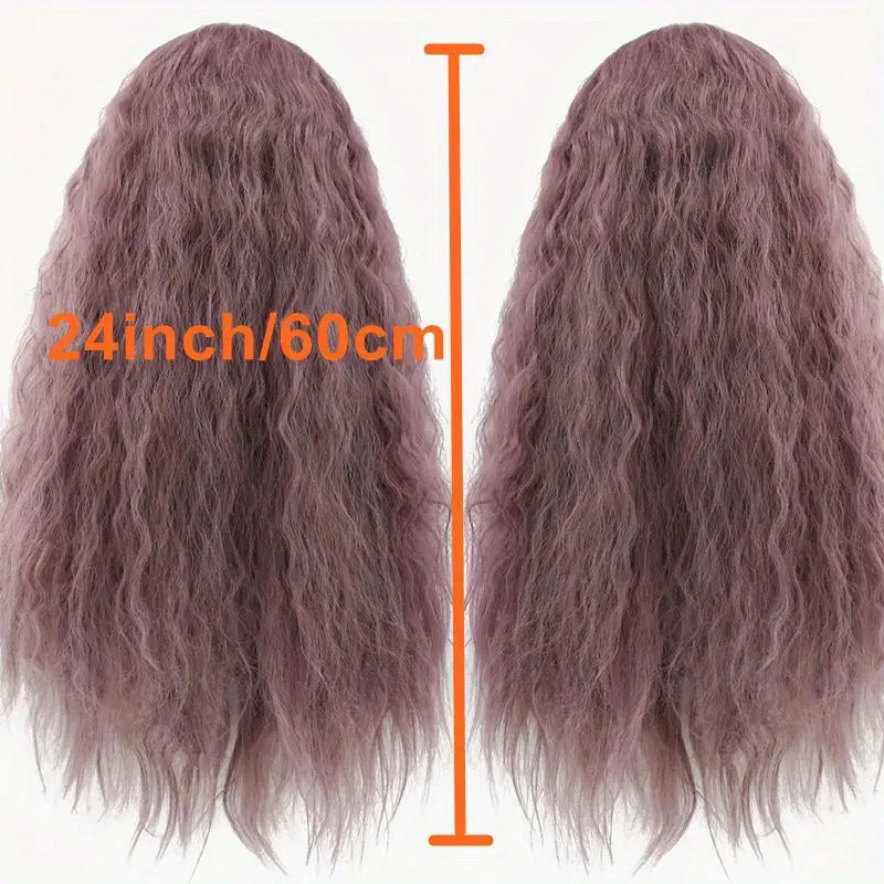 Long Purple Curly Wave 13x3 Synthetic Lace Front Wig for Women - 24 Inches