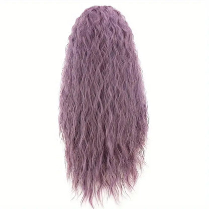 Long Purple Curly Wave 13x3 Synthetic Lace Front Wig for Women - 24 Inches