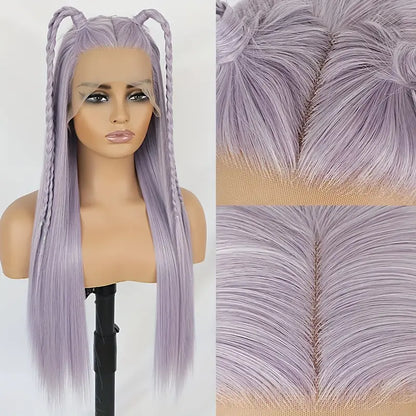 Luxurious Light Purple Synthetic Lace Front Wig