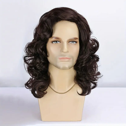 Men's Basic Style Curly Wave Wig - 16 Inch High Temperature Fiber