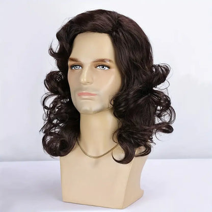 Men's Basic Style Curly Wave Wig - 16 Inch High Temperature Fiber