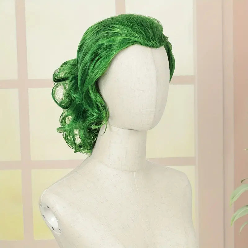 Men's Green Wavy Wig - Heat Resistant Curly Body Wave Costume Wig for Daily Wear, Carnival, Party, Halloween, Cosplay