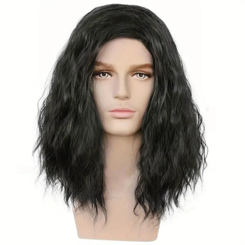 Men's Heat-Resistant Black & Blonde Cosplay Wig