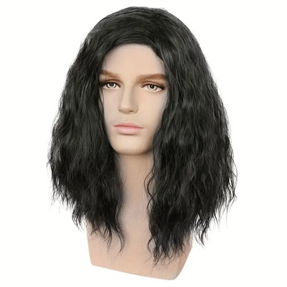 Men's Heat-Resistant Black & Blonde Cosplay Wig