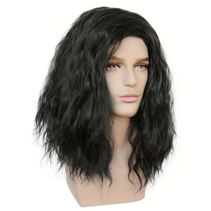 Men's Heat-Resistant Black & Blonde Cosplay Wig