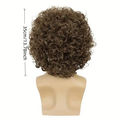 Men's Light Brown Curly Wig - Short Fluffy Rocker Style