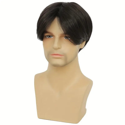 Men's Short Black Straight Wig