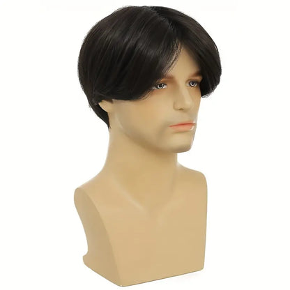 Men's Short Black Straight Wig