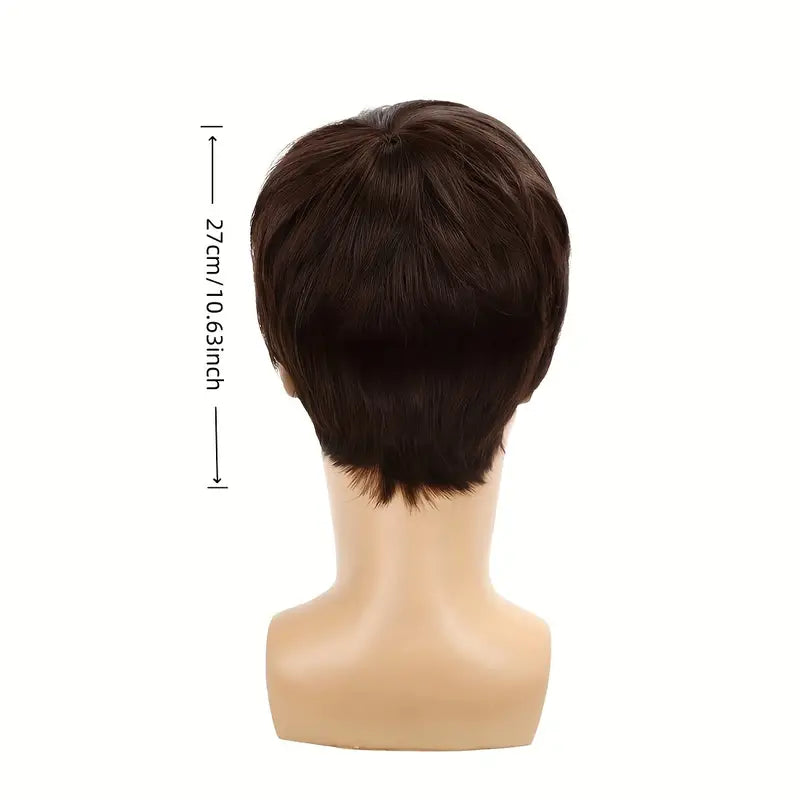 Men's Short Brown Wig Replacement - Synthetic Costume Wig