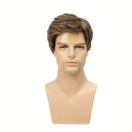 Men's Short Brown Wig - Synthetic Replacement Costume Wig