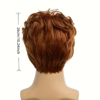 Men's Short Orange Synthetic Wig - Perfect for Halloween and Cosplay