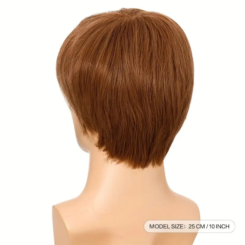 Men’s Short Straight Hair Wig with Stylish Slanted Bangs