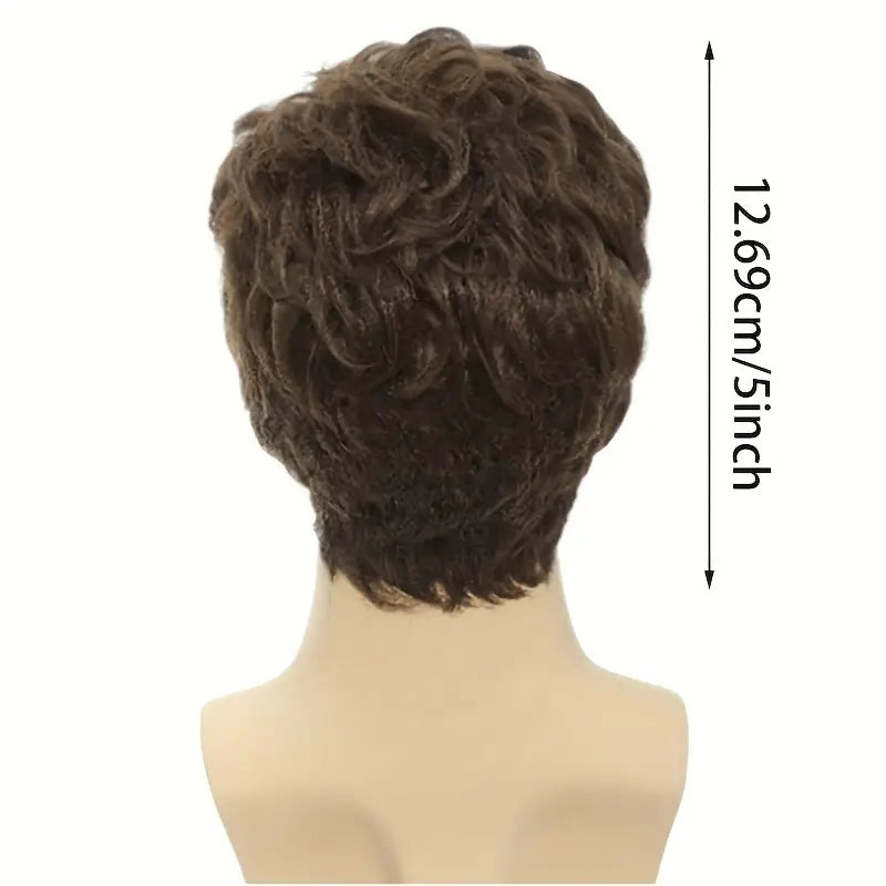 Men's Voluminous Short Wavy Hairpiece - High-Temp Synthetic Fiber