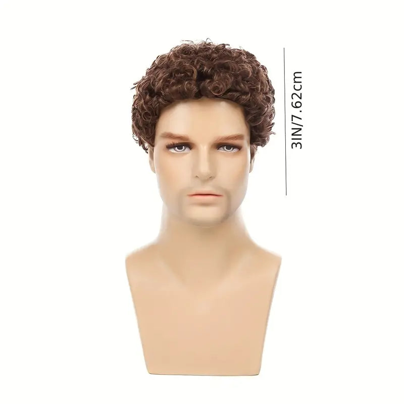 Men’s Woven Wig, Basic Short Curly Style, 130% Density