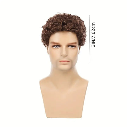 Men’s Woven Wig, Basic Short Curly Style, 130% Density