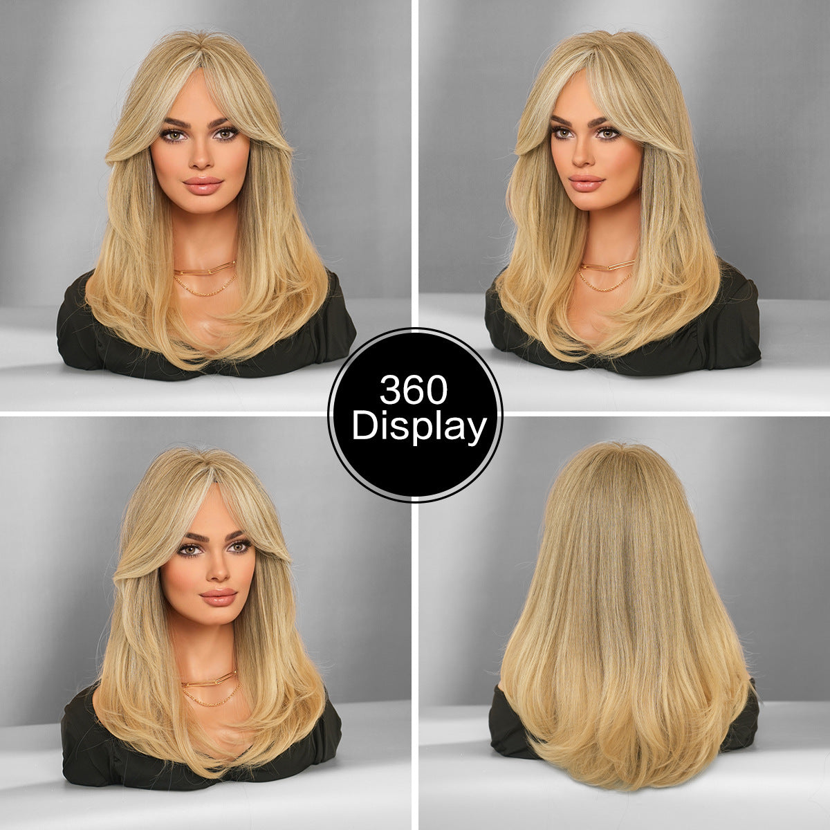 Multi-Layer Shoulder-Length Wig with Linen Bangs