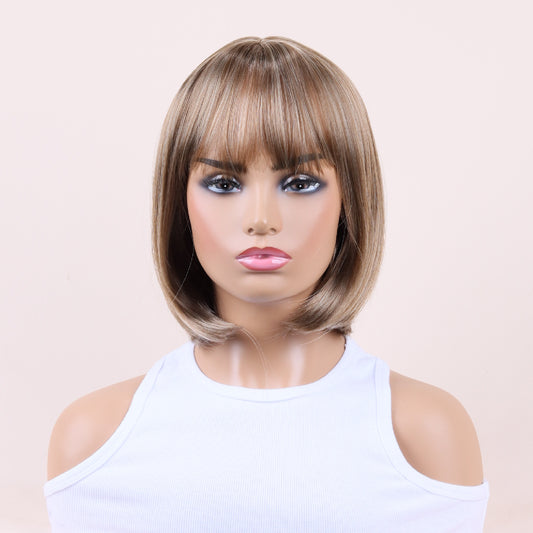 New Brown Gradient Short Straight Wig