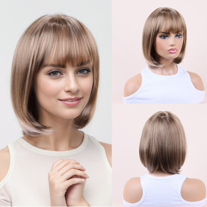 New Brown Gradient Short Straight Wig