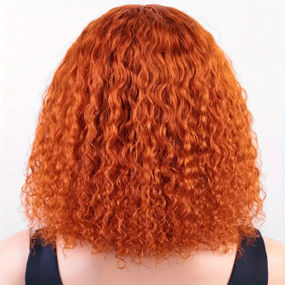 Orange Short Curly Bob Synthetic Wig with Bangs