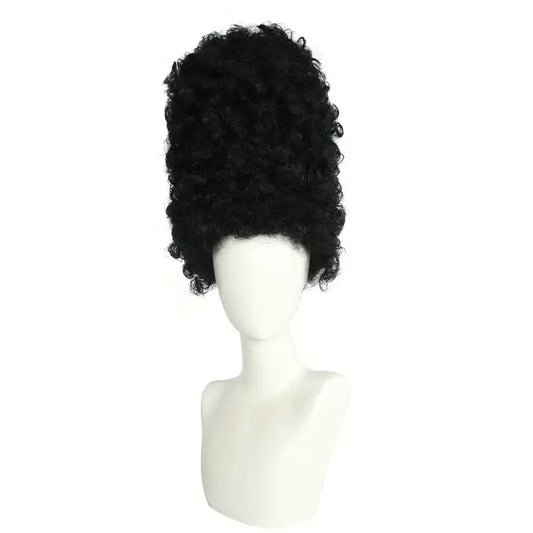 Retro Black Beehive Wig for Women – 70s & 80s Style Curly Bouffant with Powdered Look