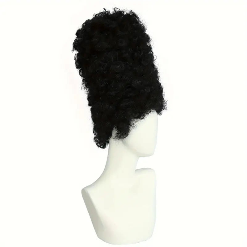 Retro Black Beehive Wig for Women – 70s & 80s Style Curly Bouffant with Powdered Look