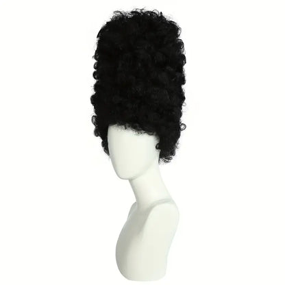 Retro Black Beehive Wig for Women – 70s & 80s Style Curly Bouffant with Powdered Look