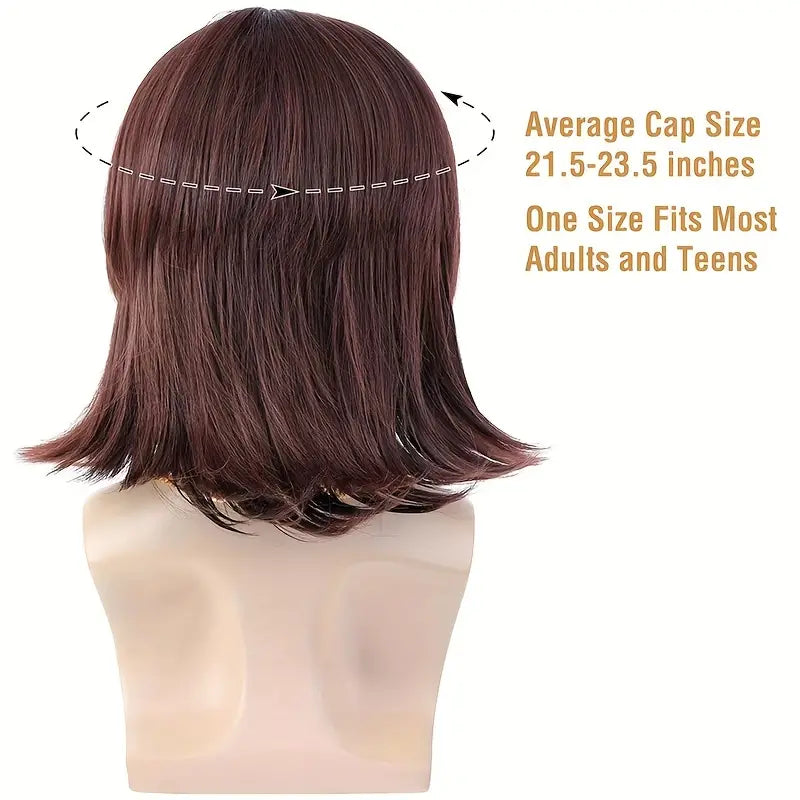 Sassy Theme 12-Inch Synthetic Straight Wig with Capless Rose Net Cap