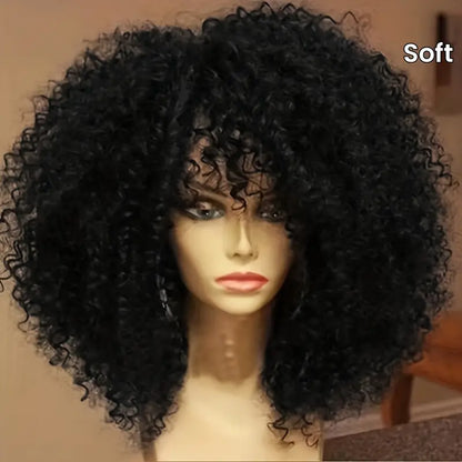 Short Afro Hair Wigs with Bangs for Women