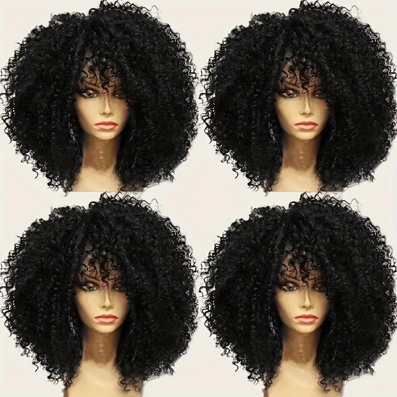 Short Afro Hair Wigs with Bangs for Women