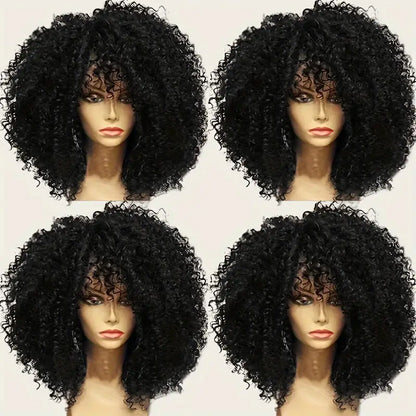 Short Afro Hair Wigs with Bangs for Women