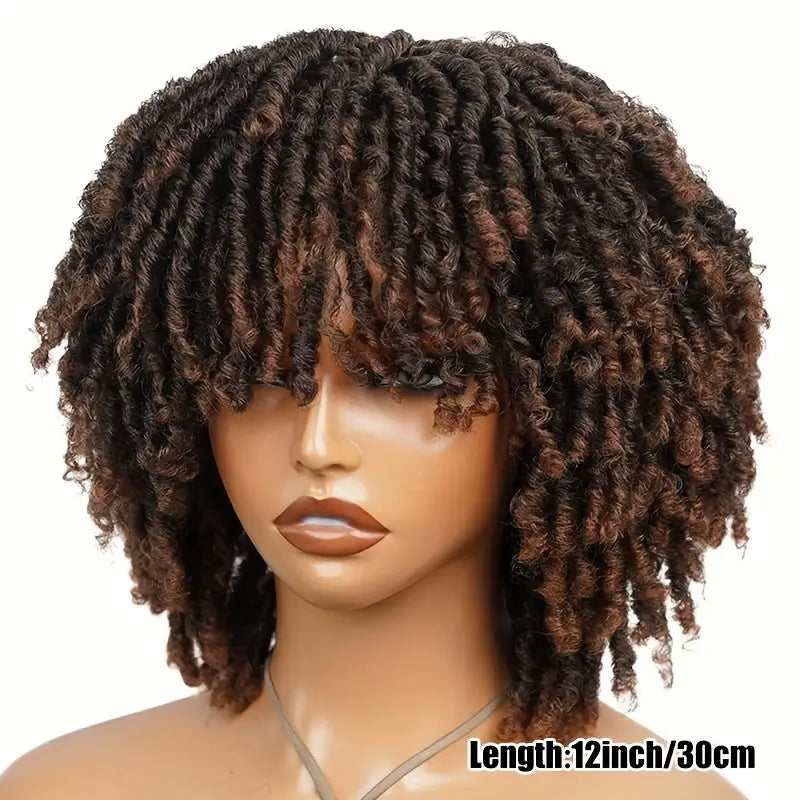 Short Braided Bob Wig - Synthetic Hair, Machine-Made, 12 Inches