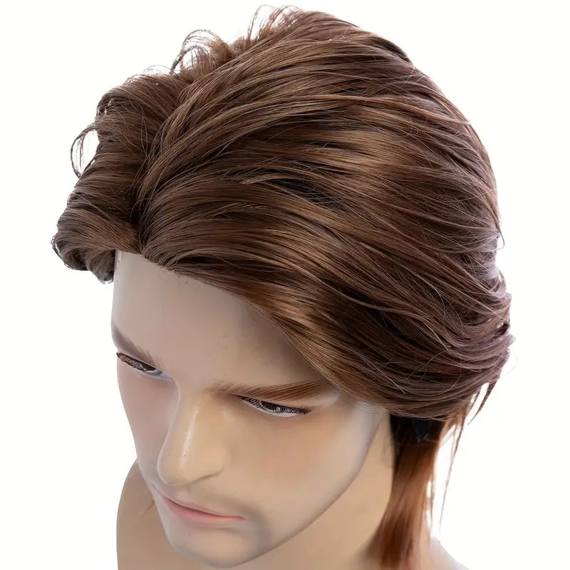 Short Brown Wig with Fluffy Synthetic Hair