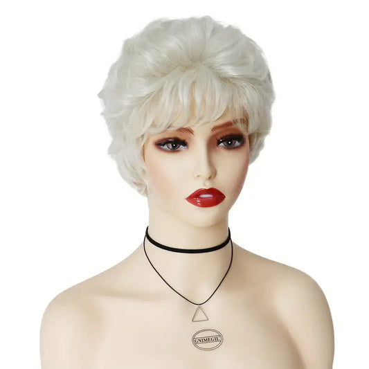 Short Curly Wig for Women - Grey Old Lady Costume Halloween Wig