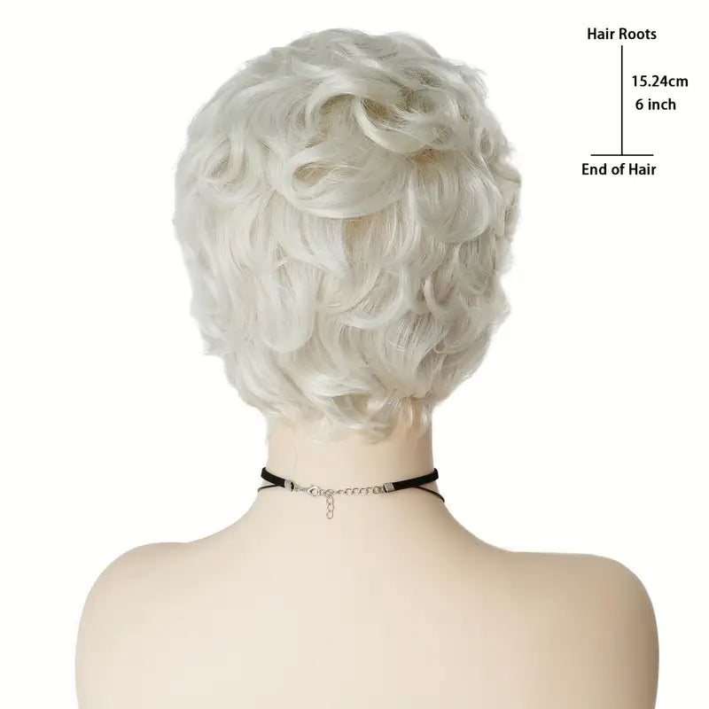 Short Curly Wig for Women - Grey Old Lady Costume Halloween Wig