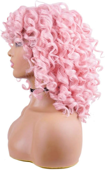 Short Hair Afro Curly Wig with Bangs - 14 Inch