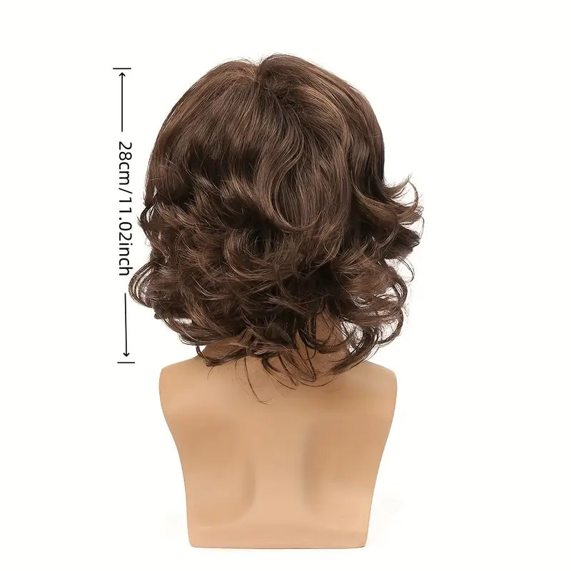 Short Layered Curly Wavy Brown Male Wig