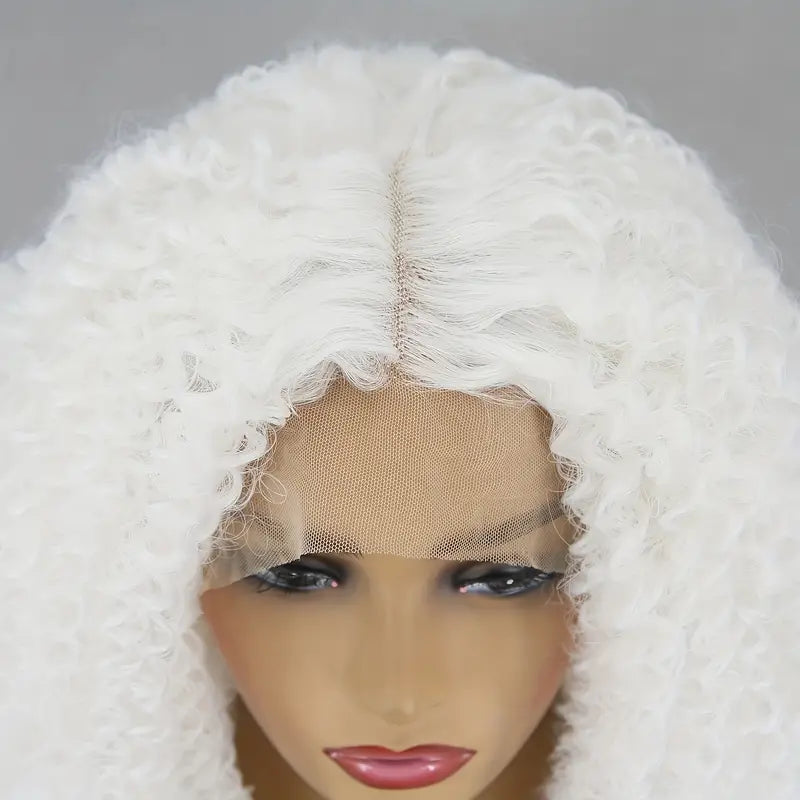 Snow White Afro Kinky Curly Synthetic Lace Front Wig