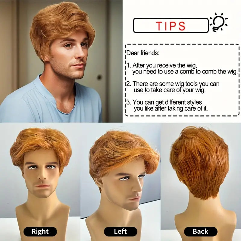 Sports Style Short Curly Wave Wig for Men