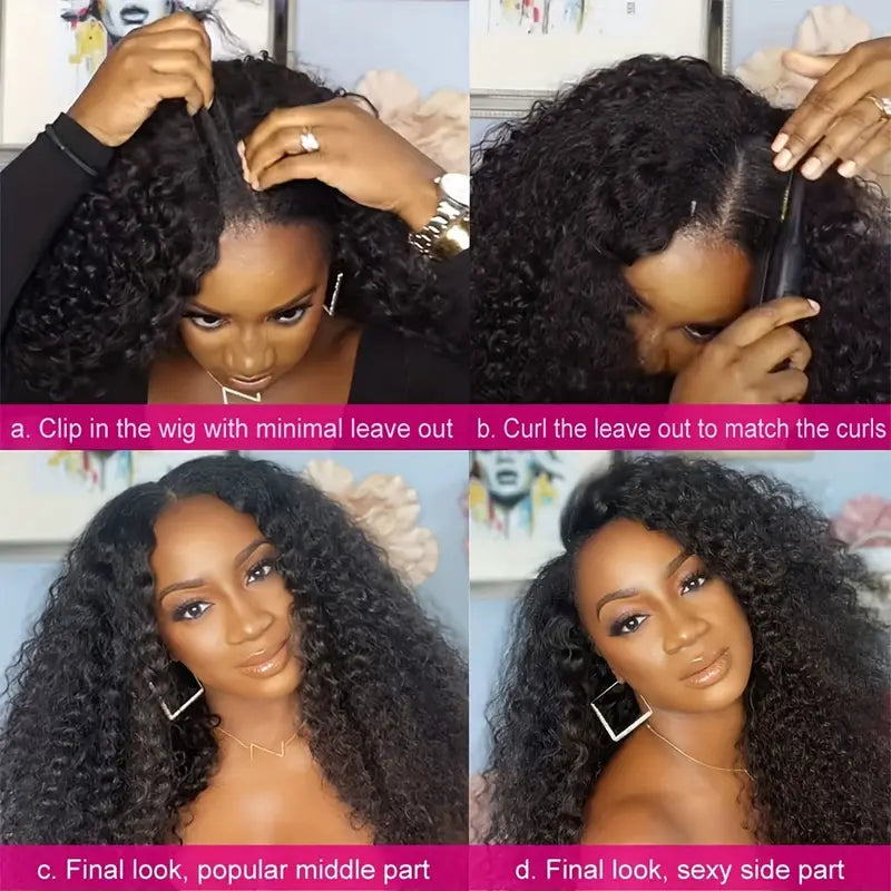 16 Inch Afro V Part Synthetic Wig