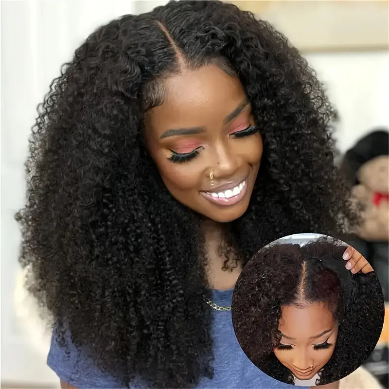 16 Inch Afro V Part Synthetic Wig