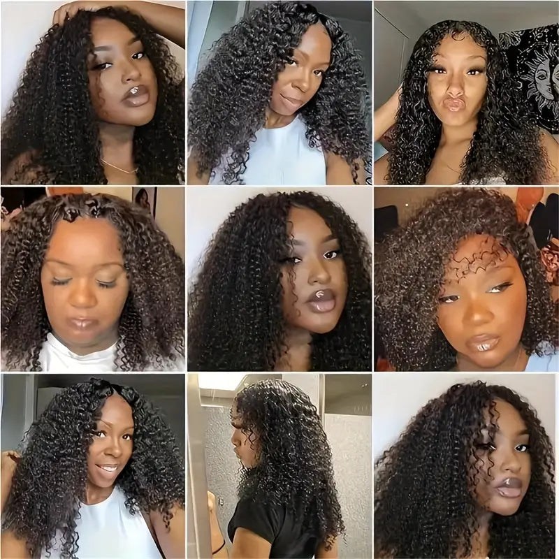 16 Inch Afro V Part Synthetic Wig