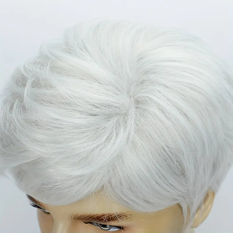 Stylish Men's Silvery Wig - Short Straight Synthetic Hair