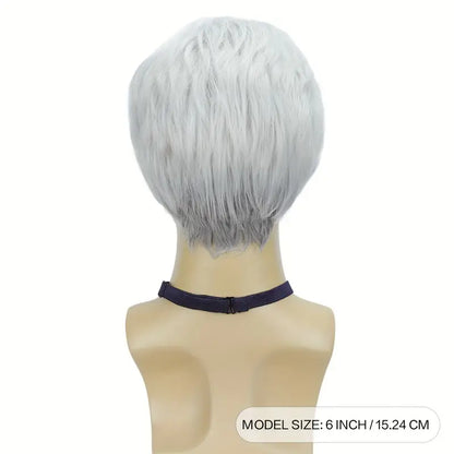 Stylish Men's Silvery Wig - Short Straight Synthetic Hair