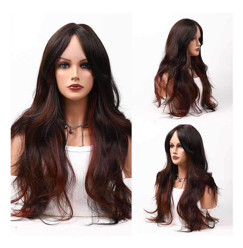 Summer 2024 Women's Long Wavy Wig with Middle Part - Chocolate Brown