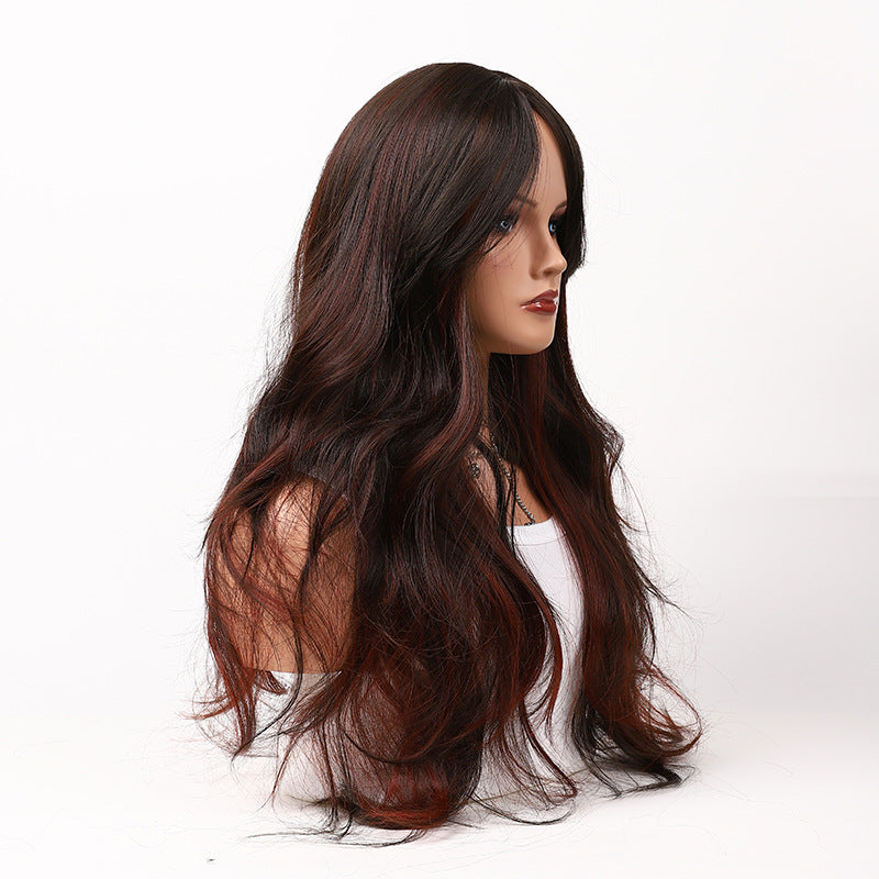 Summer 2024 Women's Long Wavy Wig with Middle Part - Chocolate Brown