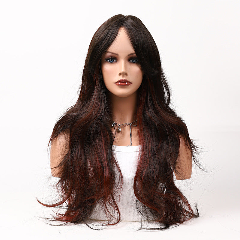 Summer 2024 Women's Long Wavy Wig with Middle Part - Chocolate Brown