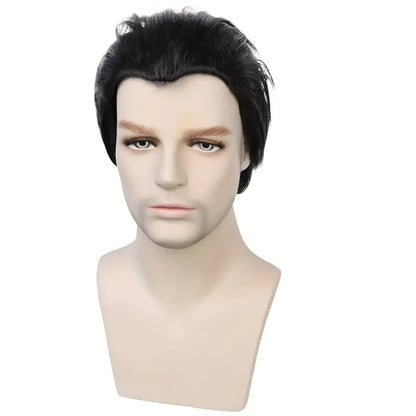 Synthetic Hair Medium Length Straight Black Cosplay Wig