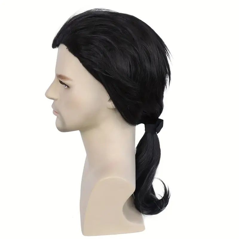 Synthetic Hair Medium Length Straight Black Cosplay Wig