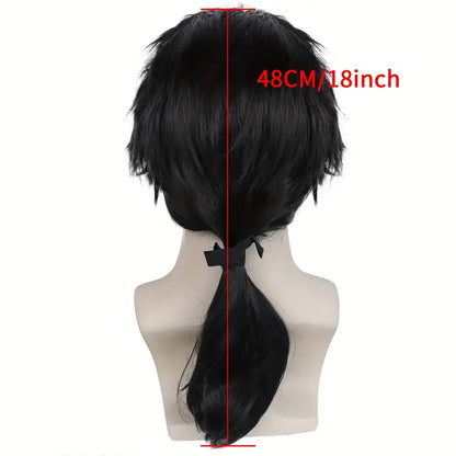 Synthetic Hair Medium Length Straight Black Cosplay Wig