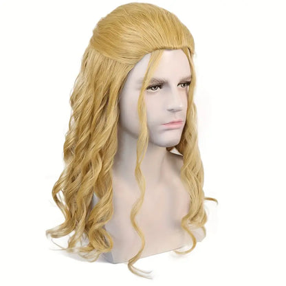 Synthetic Medium Length Brown Blonde Wavy Men's Wig